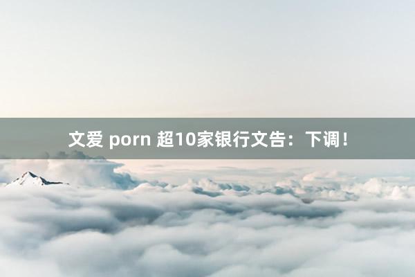 文爱 porn 超10家银行文告：下调！